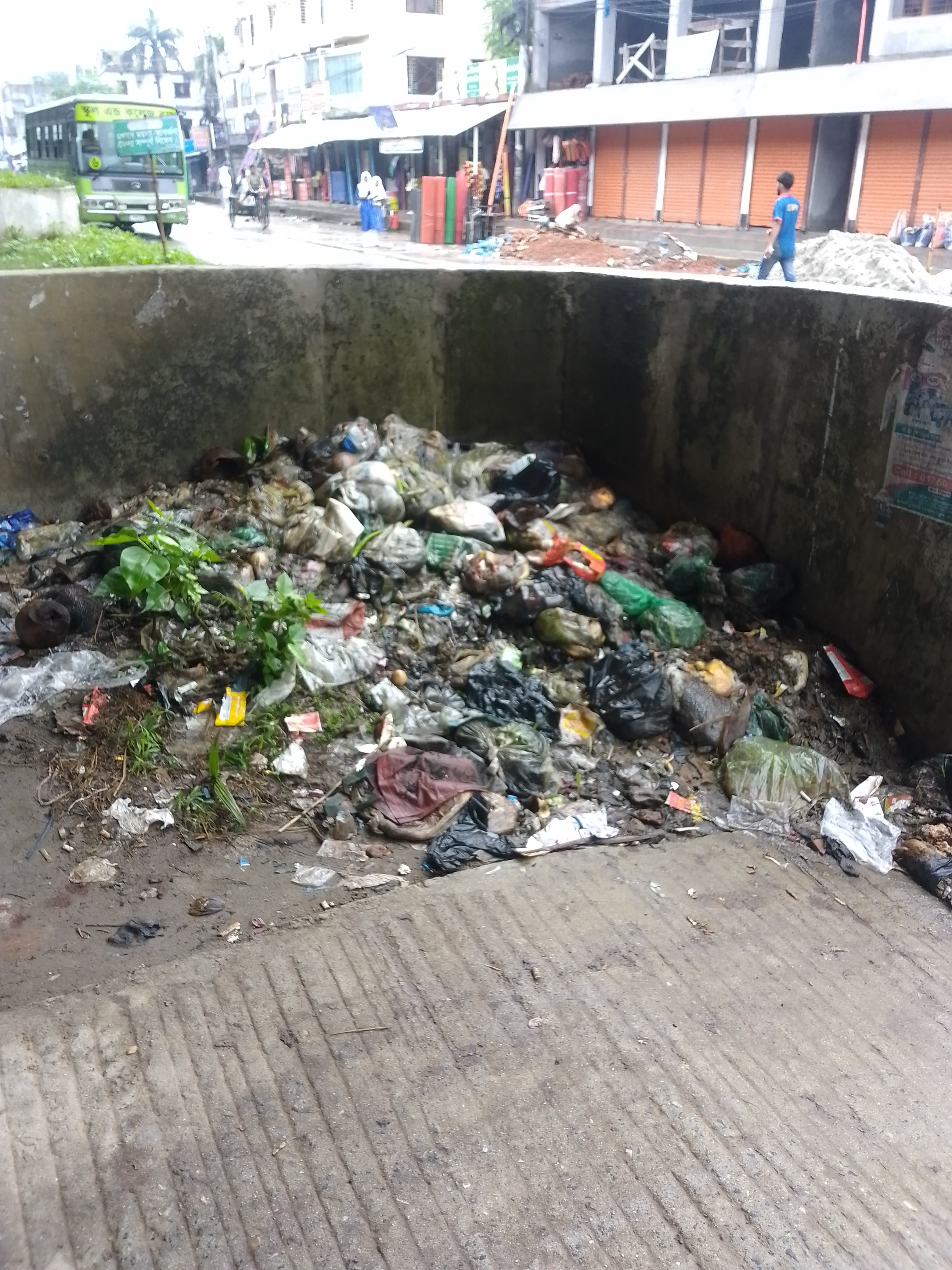বি ব্লক ফ্লাইওভারের নিচে ময়লার স্তূপ, চরম দুর্ভোগে পথচারী